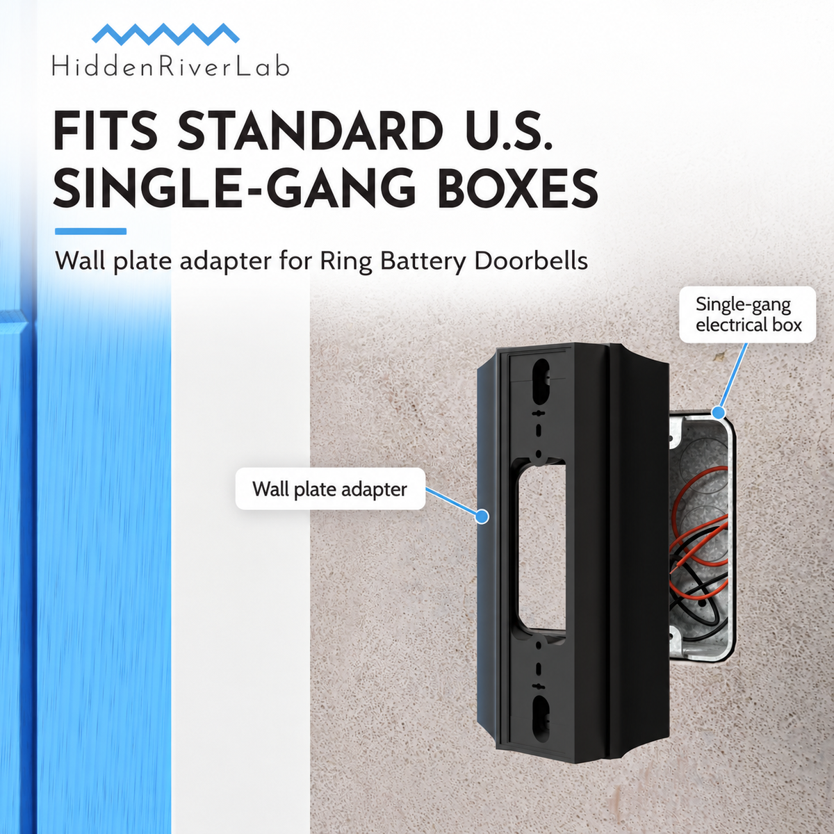 5.25" x 3" 35° Corner Wall Plate Adapter for Ring Battery Doorbell Pro & Plus (2nd Gen)